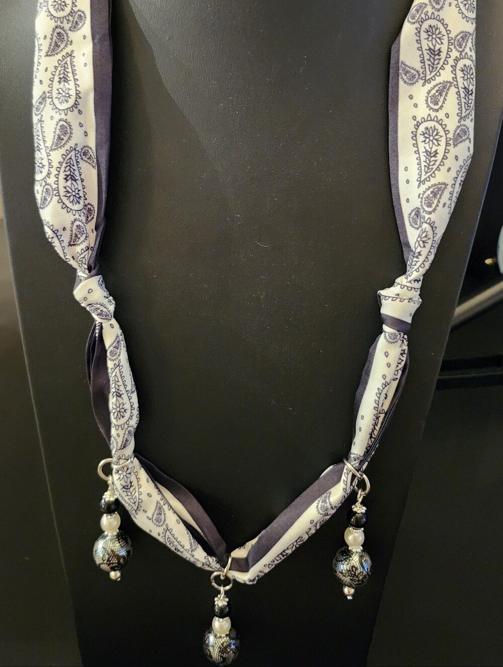 Scarf Necklace Paisley Handcrafted